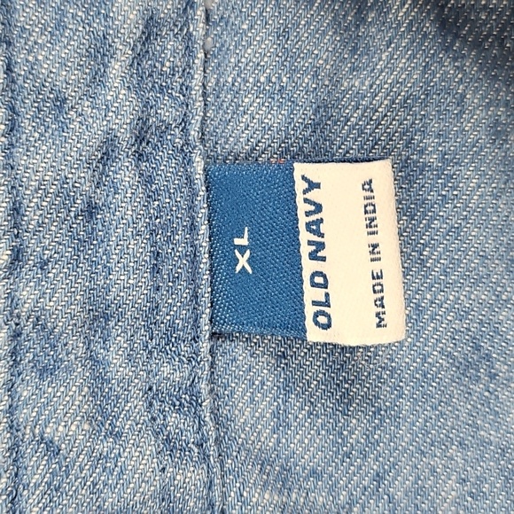 NWT Old Navy 100% Cotton Denim Blue Button Down Short Sleeve Shirt Dress - Picture 11 of 16